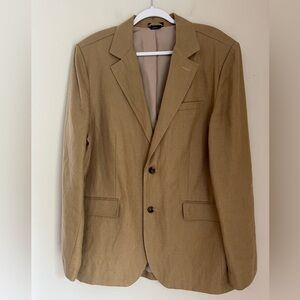 LL Bean Linen Blazer Men’s 44R Camel Sport Coat 2-Button Coastal Vintage Jacket